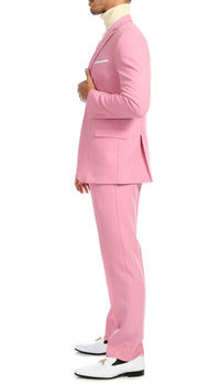 Paul Lorenzo Mens Pink Slim Fit 2 Piece Suit - Ferrecci USA