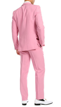 Paul Lorenzo Mens Pink Slim Fit 2 Piece Suit - Ferrecci USA