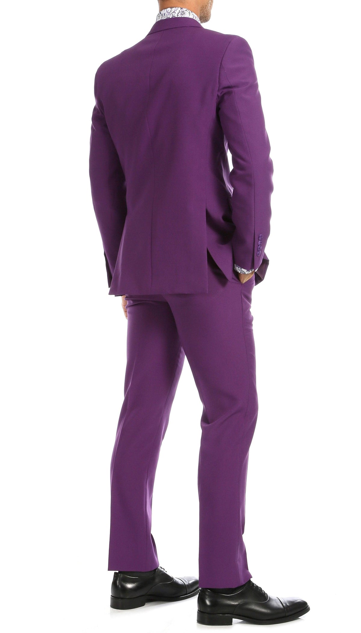 Paul Lorenzo Mens Purple Slim Fit 2 Piece Suit - Ferrecci USA