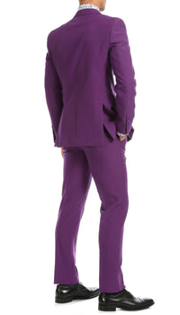 Paul Lorenzo Mens Purple Slim Fit 2 Piece Suit - Ferrecci USA