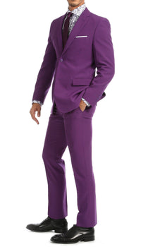 Paul Lorenzo Mens Purple Slim Fit 2 Piece Suit - Ferrecci USA