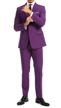 Paul Lorenzo Mens Purple Slim Fit 2 Piece Suit - Ferrecci USA