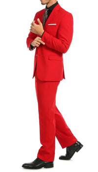 Paul Lorenzo Mens Red Slim Fit 2 Piece Suit - Ferrecci USA