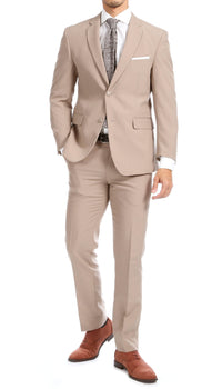 Paul Lorenzo Mens Tan Slim Fit 2 Piece Suit - Ferrecci USA