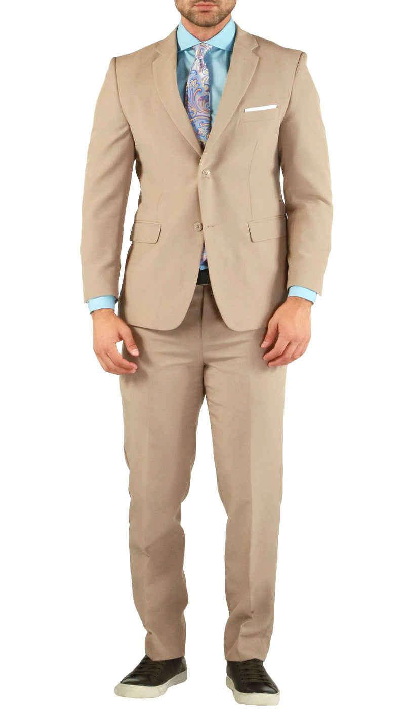 Paul Lorenzo Mens Tan Slim Fit 2 Piece Suit - Ferrecci USA