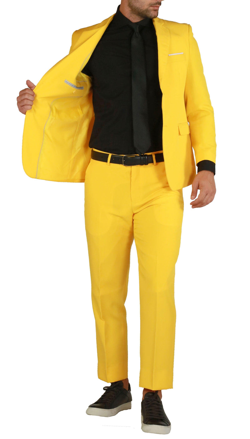 Paul Lorenzo Mens Yellow Slim Fit 2 Piece Suit - Ferrecci USA
