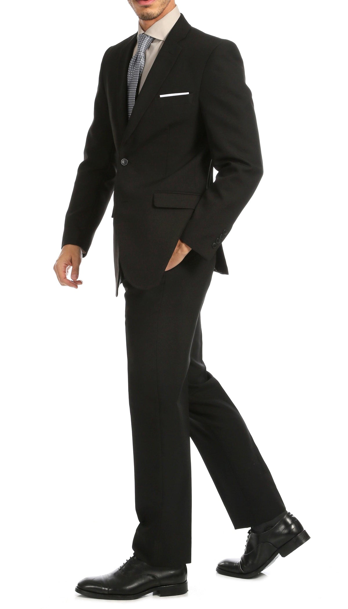 PL1969 Mens Black Slim Fit 2pc Suit - Ferrecci USA