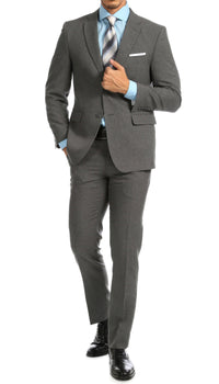 PL1969 Mens Heather Grey Slim Fit 2pc Suit - Ferrecci USA