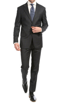 Yves Grey Plaid Check Men's Premium 2 Piece Wool Slim Fit Suit - Ferrecci USA
