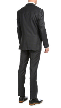 Yves Grey Plaid Check Men's Premium 2 Piece Wool Slim Fit Suit - Ferrecci USA