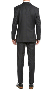 Yves Grey Plaid Check Men's Premium 2 Piece Wool Slim Fit Suit - Ferrecci USA