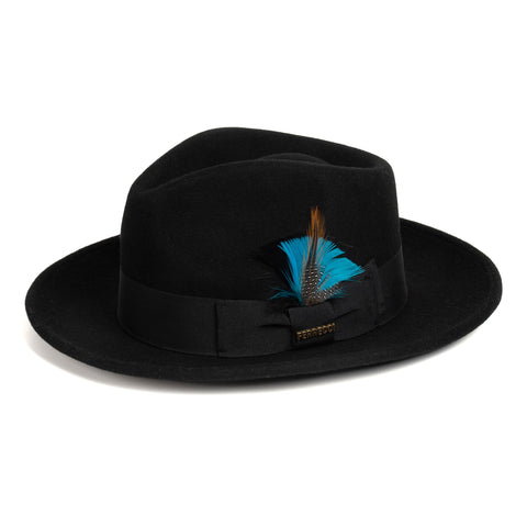 Trilby Soft 100% Australian Wool Felt Body With Removable Feather Fully Crushable Royal Blue Hat Great For Travel.