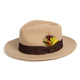 Crushable Beige Melange 100% Australian Wool Fedora Hat