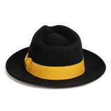Crushable Black/Gold 100% Australian Wool Fedora Hat