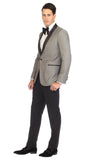 Ferrecci Men's Reno Grey and Black Slim Fit Shawl Lapel 2 Piece Tuxedo Suit Set