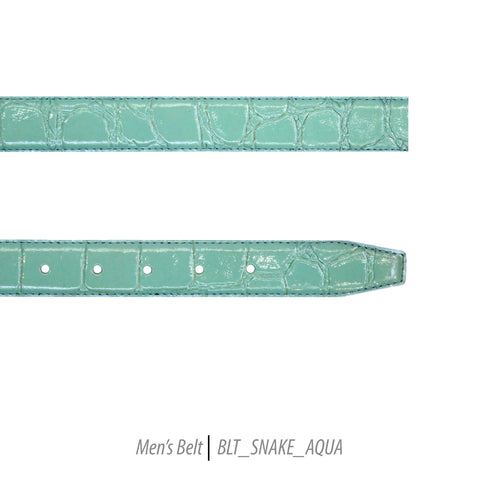 Ferrecci Mens 100% Genuine Leather Aqua Belt w/Snake Top - One size Fits All