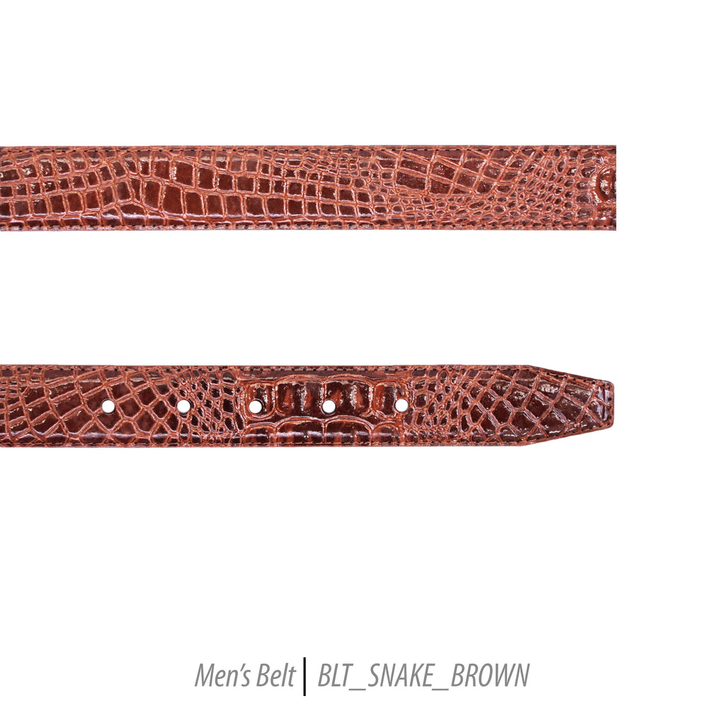 Ferrecci Mens 100% Genuine Leather Brown Belt w/Snake Top - One size Fits All - FHYINC best men