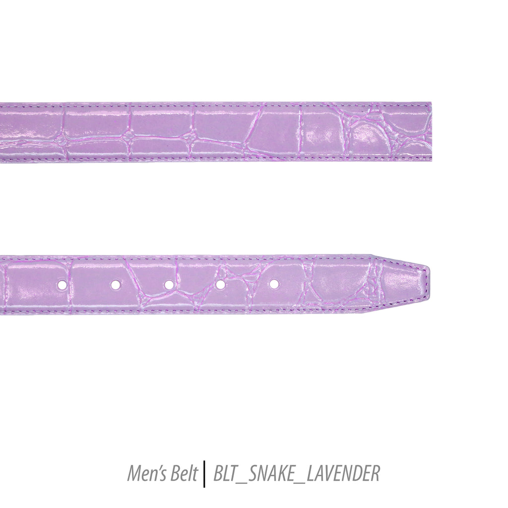 Ferrecci Mens 100% Genuine Leather Lavender Belt w/Snake Top - One size Fits All - FHYINC best men
