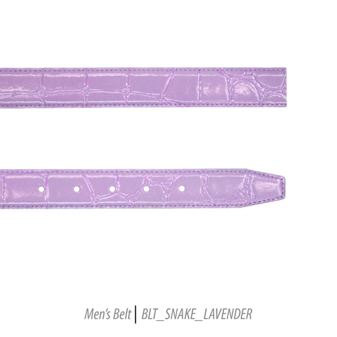 Ferrecci Mens 100% Genuine Leather Lavender Belt w/Snake Top - One size Fits All