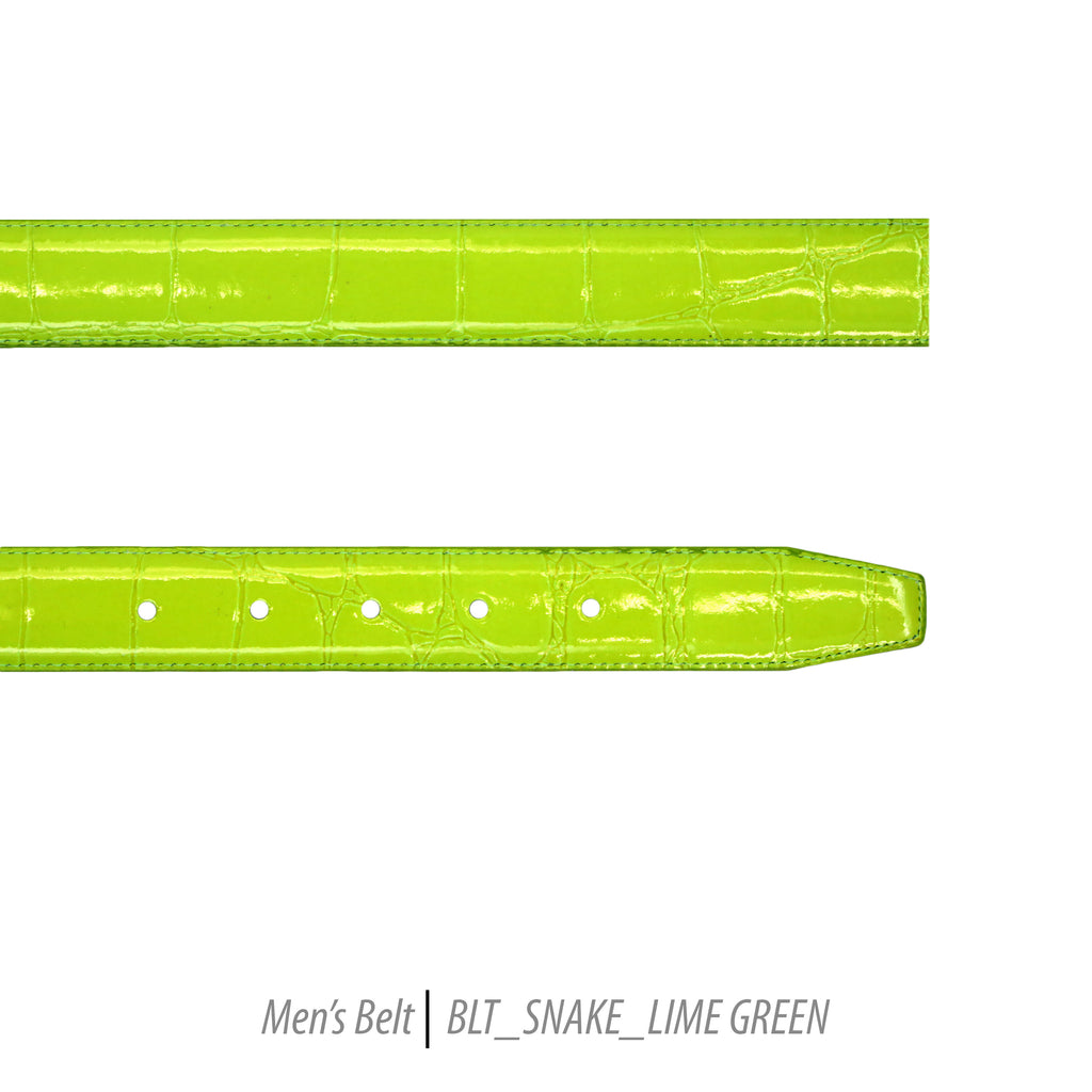 Ferrecci Mens 100% Genuine Leather Lime Green Belt w/Snake Top - One size Fits All - FHYINC best men