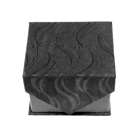 Men's Black-Black Wavy Pattern Design 4-pc Necktie Box Set