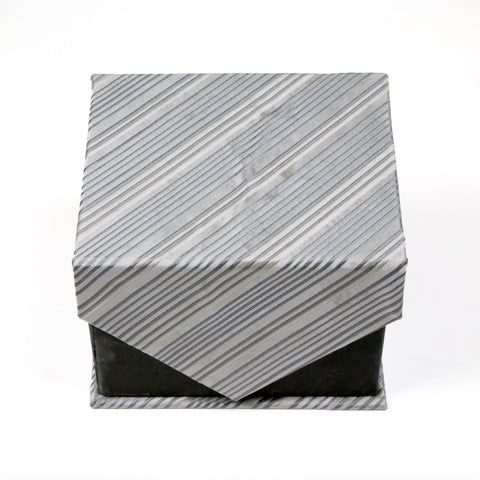 Men's Blue-Silver Striped Pattern Design 4-pc Necktie Box Set