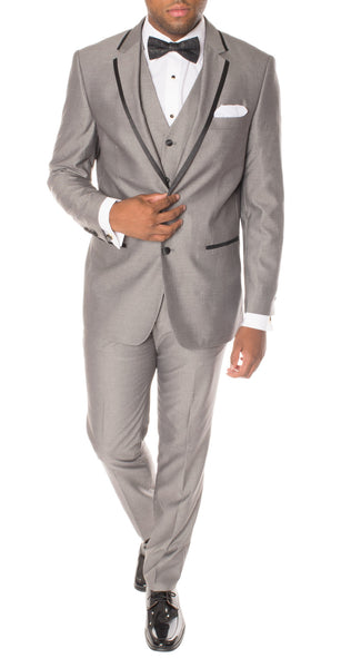Buy Men's Light Grey Notch Lapel 3-piece Suit Sophisticated