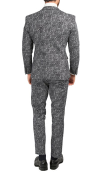 Chicago Slim Fit Black & White Spotted Notch Lapel Suit - FHYINC best men's suits, tuxedos, formal men's wear wholesale