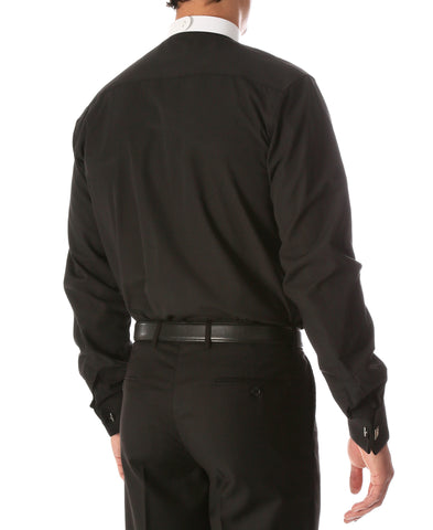 Black Mandarin Collar Clergy Shirt with FULL CIRCLE TAB