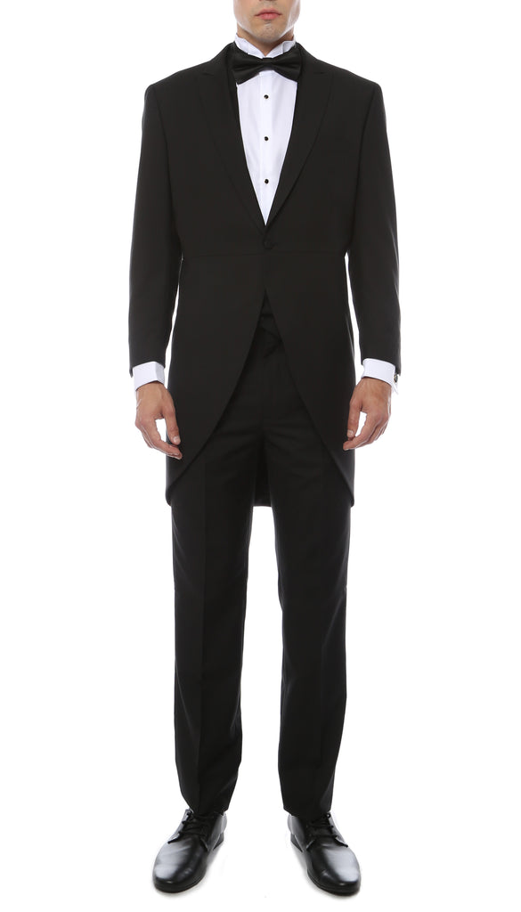 Mens Black Cutaway Regular Fit Tuxedo 2pc Suit - FHYINC best men