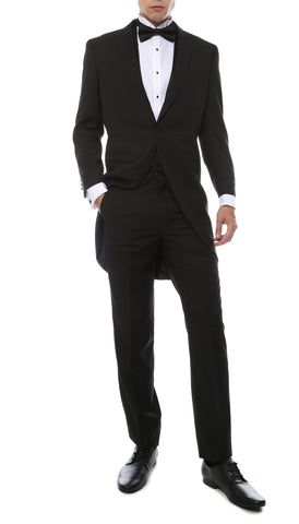 Mens Black Cutaway Regular Fit Tuxedo 2pc Suit