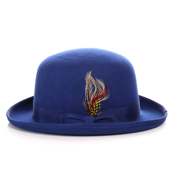 Classy Royal Blue Derby Bowler Hat Charlie Chaplin Hat Ferrecci