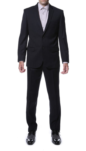 Ernesto Black Pinstripe Slim Fit 2pc Suit - FHYINC best men's suits, tuxedos, formal men's wear wholesale