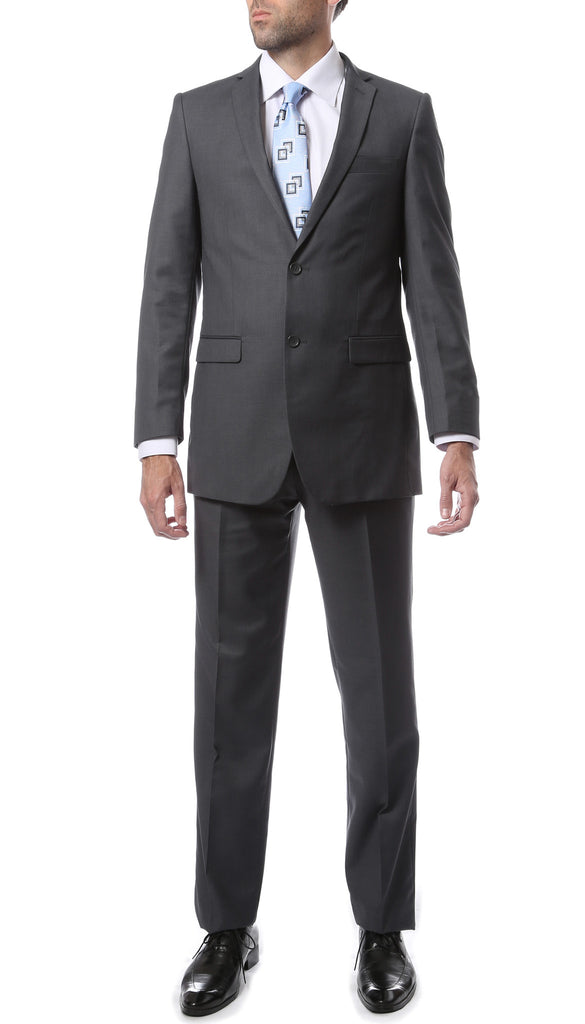 Premium FNL22R Mens 2 Button Regular Fit Heather Grey Suit - FHYINC best men