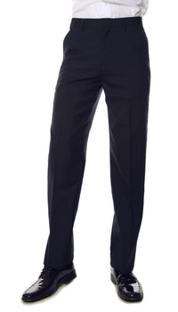 Navy Pinstripe Mens Regular Fit Uniform Dress Pants - FHYINC best men's suits, tuxedos, formal men's wear wholesale
