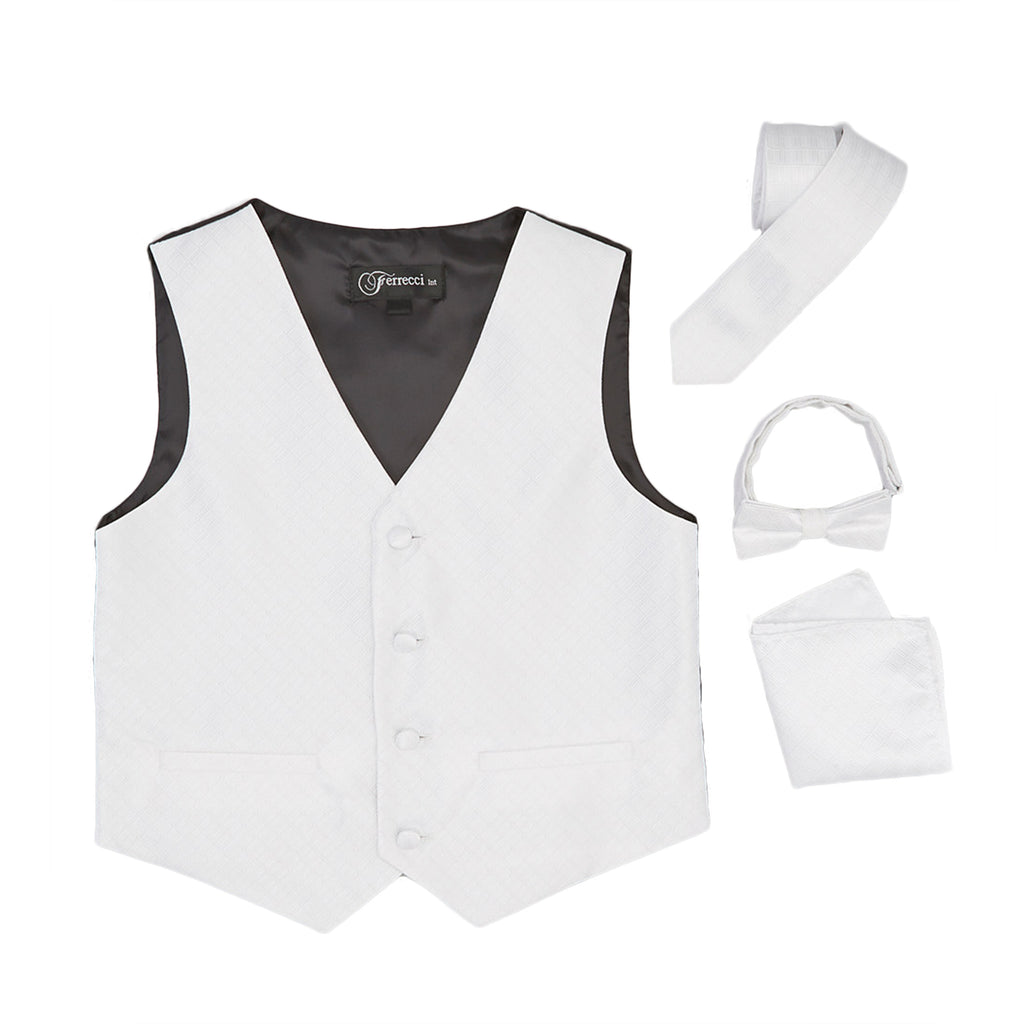 Ferrecci Boys 300 Series Vest Set White - FHYINC best men