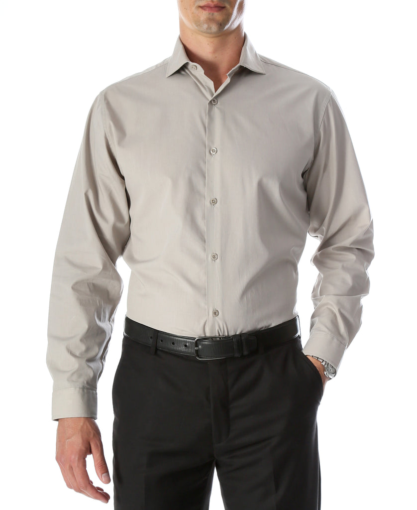 Leo Mens Grey Slim Fit Cotton Dress Shirt - FHYINC best men