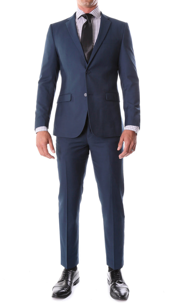 Oslo Navy Slim Fit Notch Lapel 2 Piece Suit - FHYINC best men