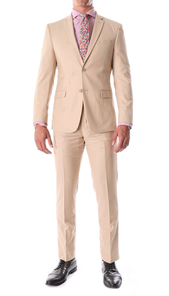 Oslo Tan Slim Fit Notch Lapel 2 Piece Suit - FHYINC best men