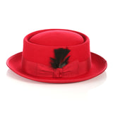 Red Wool Pork Pie Hat - FHYINC best men's suits, tuxedos, formal men's wear wholesale