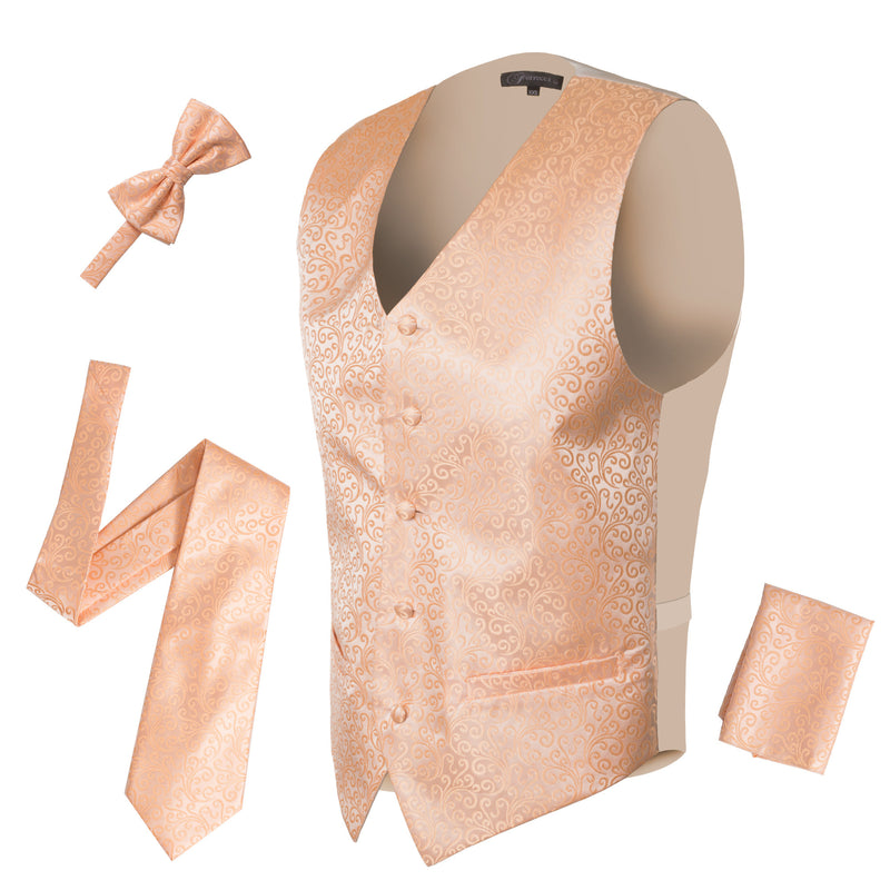 Ferrecci Mens PV50-7 Peach Vest Set - FHYINC best men's suits, tuxedos, formal men's wear wholesale