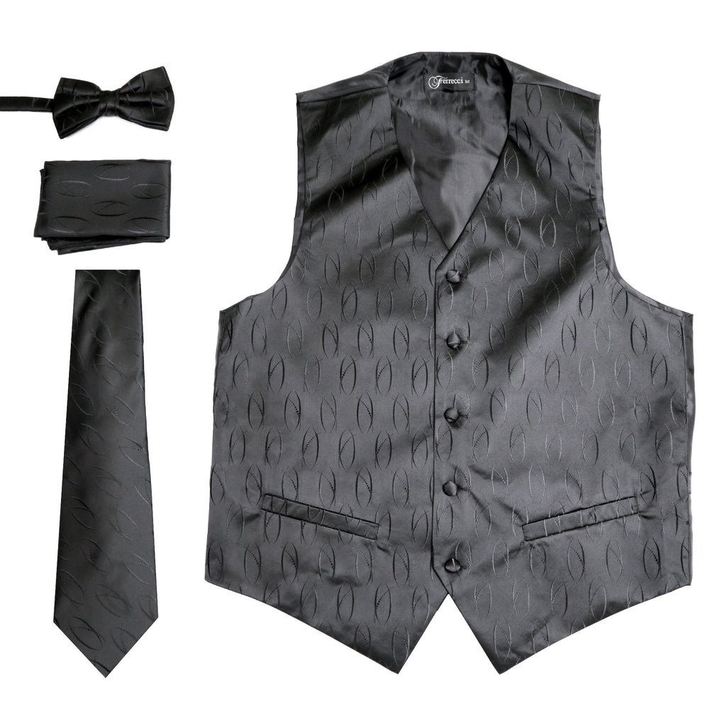 Ferrecci Mens PV100 - Black/Black Vest Set - FHYINC best men