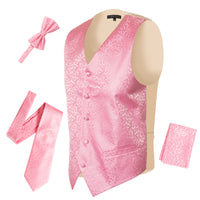 Ferrecci Mens PV50-10 Pink Cream Vest Set - FHYINC best men's suits, tuxedos, formal men's wear wholesale