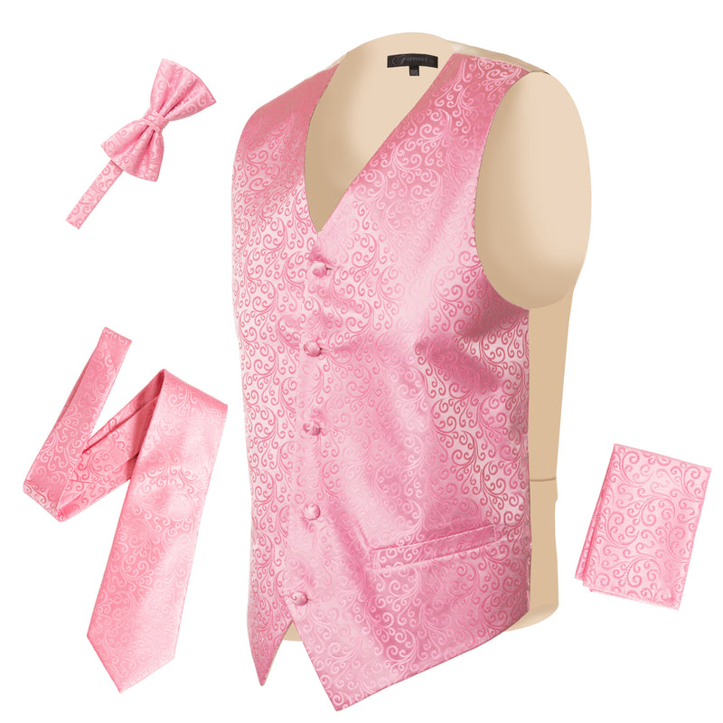 Ferrecci Mens PV50-10 Pink Cream Vest Set - FHYINC best men's suits, tuxedos, formal men's wear wholesale