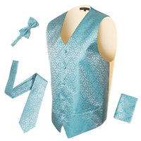 Ferrecci Mens PV50-5 Turquoise Cream Vest Set - FHYINC best men's suits, tuxedos, formal men's wear wholesale