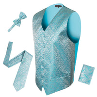 Ferrecci Mens PV50-6 Turquoise Vest Set - FHYINC best men's suits, tuxedos, formal men's wear wholesale