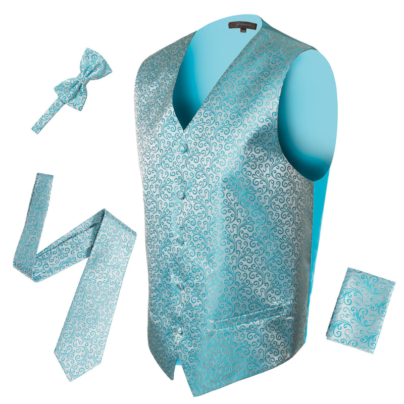 Ferrecci Mens PV50-6 Turquoise Vest Set - FHYINC best men's suits, tuxedos, formal men's wear wholesale