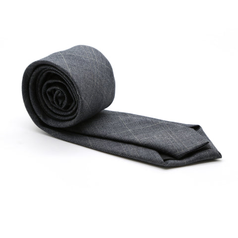 Slim Charcoal and Hint Of Tan Plaid Neckties & Handkerchief