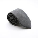 Slim Grey and Yellow Plaid Necktie & Handkerchief - FHYINC