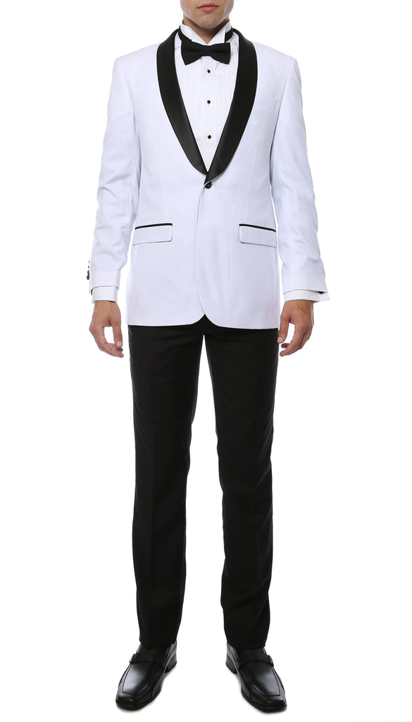 The Reno Mens White Shawl Collar 2pc Tuxedo - FHYINC best men